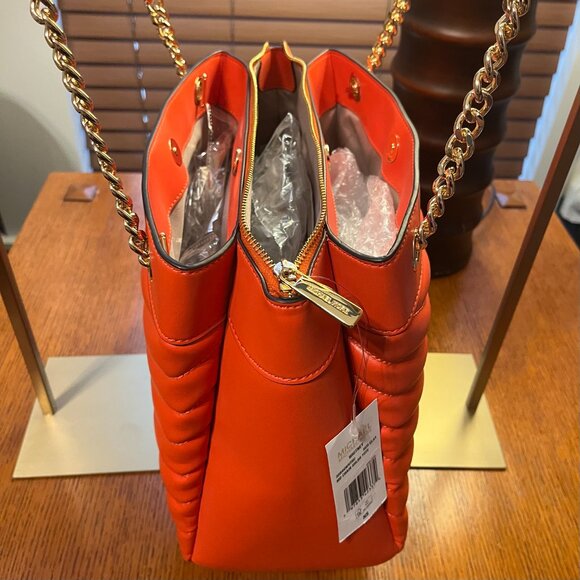 NWT Michael Kors Whitney Quilted Tote in Orange with Gold Hardware w/dustbag - Picture 2 of 14
